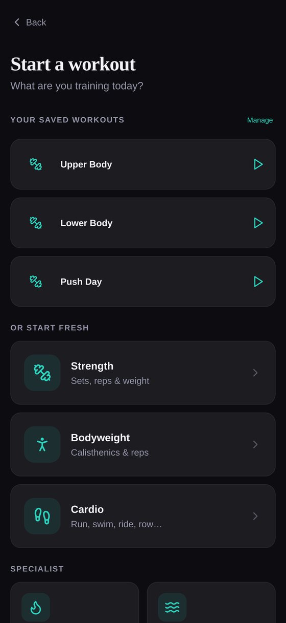 Starting a workout: strength, bodyweight, cardio, Hyrox, triathlon, HIIT, CrossFit and mobility